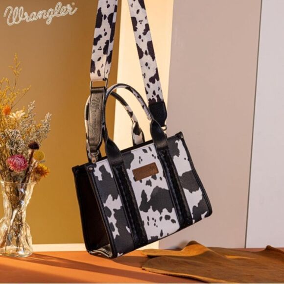 Wrangler Handbags - Wrangler Cow Print Tote Bag for Women Western Boho Top Handle Stachel Ha…